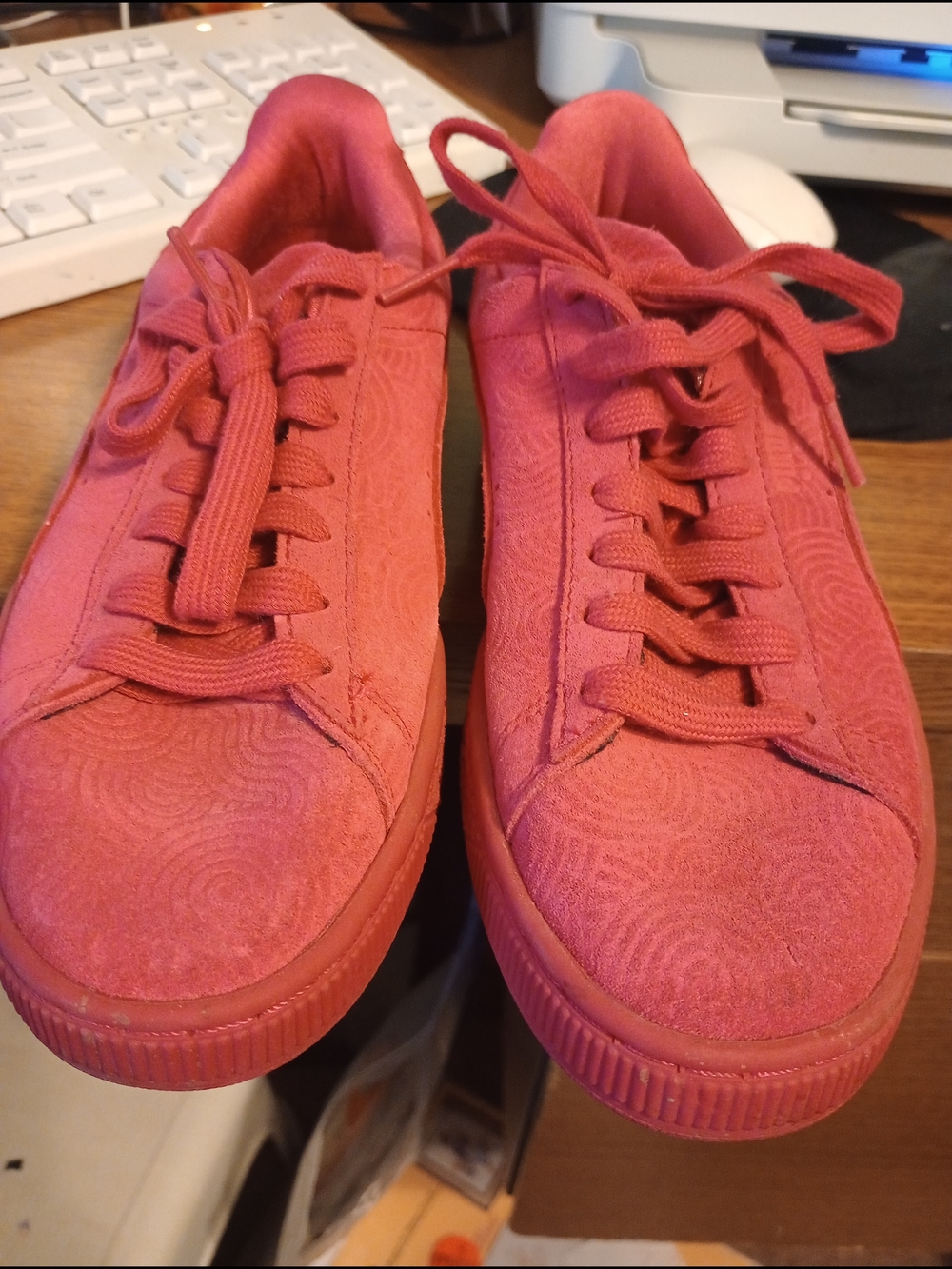 Puma.   Women's       Rose Red.    Suede Lace-Up Sneakers